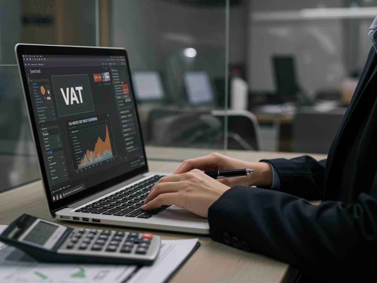 VAT digital accounting on laptop